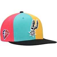 Men's Mitchell & Ness x Lids Orange San Antonio Spurs Team Era Pinwheel Stripe Snapback Hat