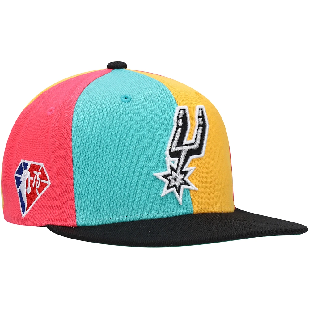 Men's Mitchell & Ness x Lids Orange San Antonio Spurs Team Era Pinwheel Stripe Snapback Hat