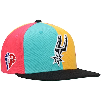Men's Mitchell & Ness x Lids Orange San Antonio Spurs Team Era Pinwheel Stripe Snapback Hat