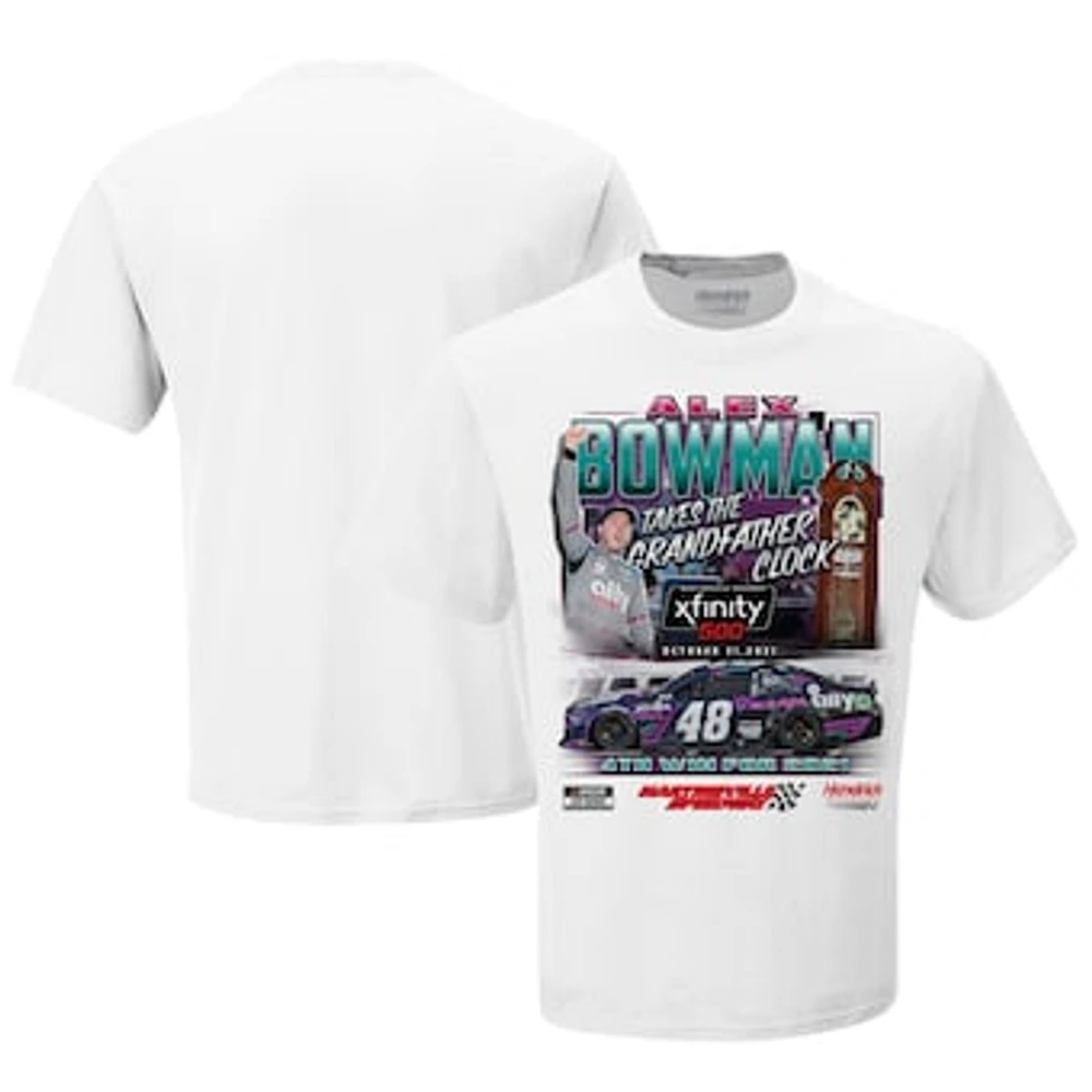 Men's Checkered Flag White Alex Bowman 2021 Xfinity 500 Race Win T-Shirt