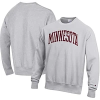 Men's Champion Ash Minnesota Golden Gophers Big & Tall Reverse Weave Fleece Crewneck Pullover Sweatshirt