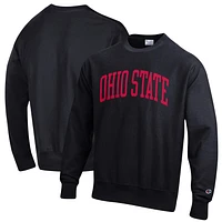 Men's Champion Black Ohio State Buckeyes Big & Tall Reverse Weave Fleece Crewneck Pullover Sweatshirt