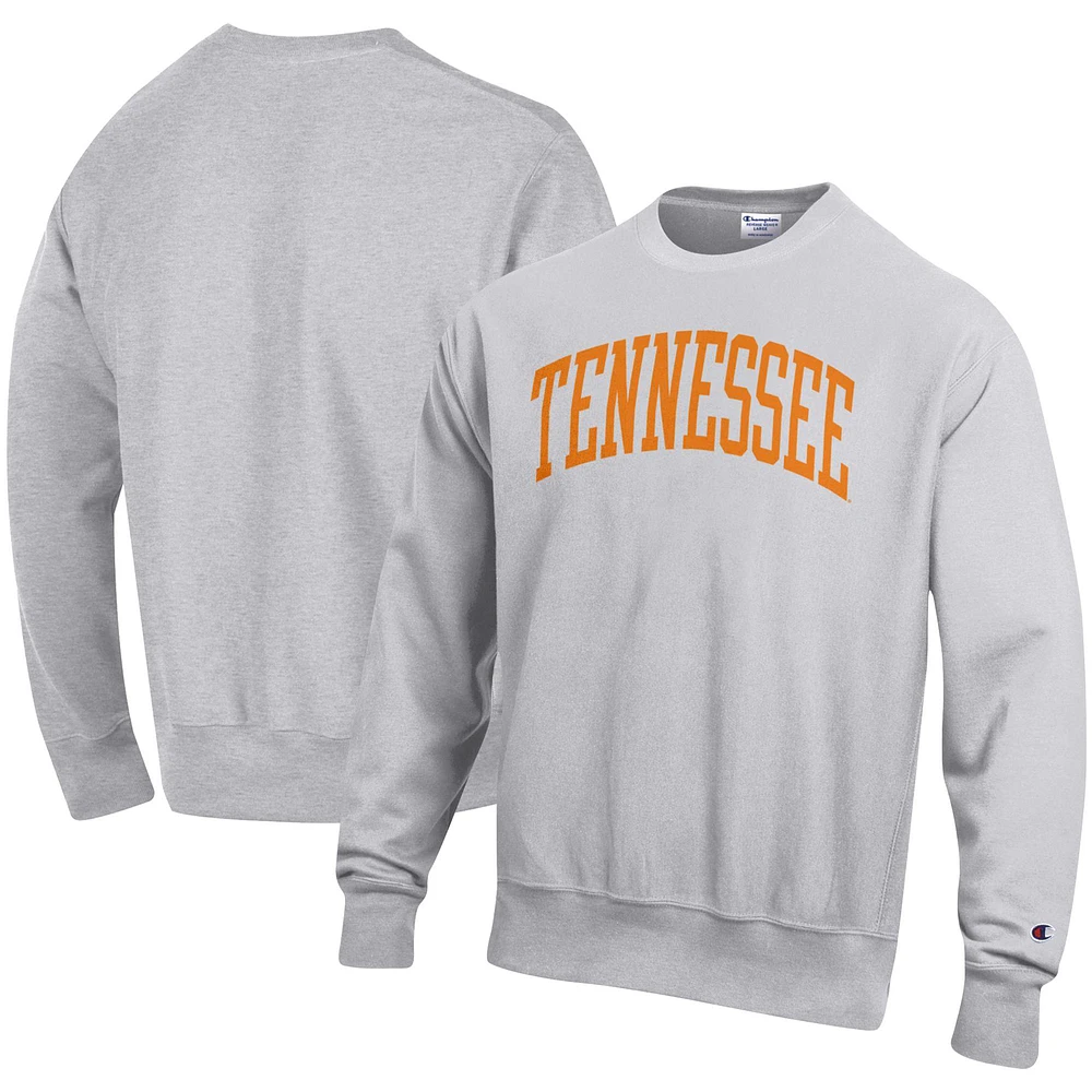 Men's Champion Heathered Gray Tennessee Volunteers Big & Tall Reverse Weave Fleece Crewneck Pullover Sweatshirt