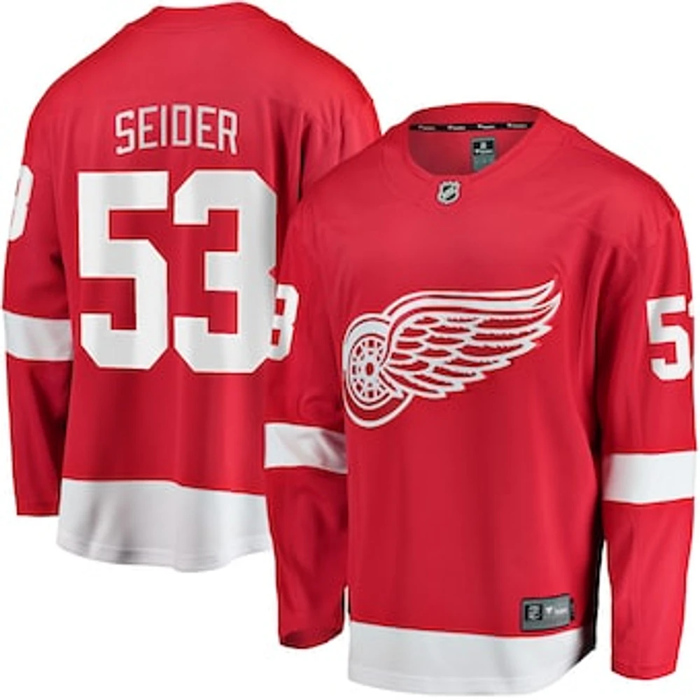 Men's Fanatics Moritz Seider Red Detroit Wings Home Breakaway Player Jersey