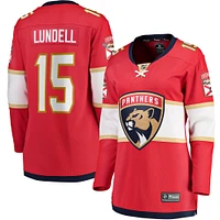 Women's Fanatics Anton Lundell Red Florida Panthers Home Breakaway Player Jersey