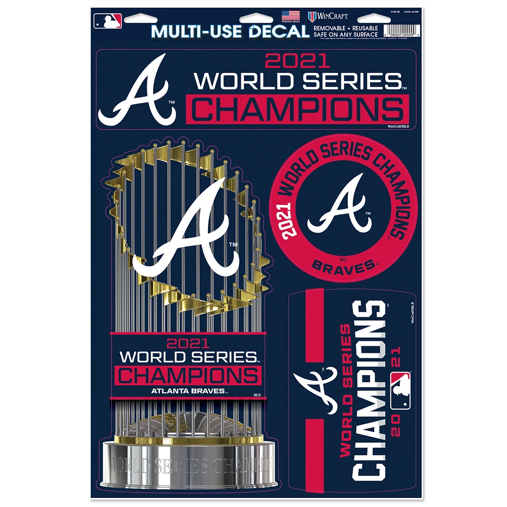 WinCraft Atlanta Braves 2021 World Series Champions 11'' x 17'' Multi-Use Decal Sheet