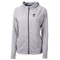 Women's Cutter & Buck Silver UConn Huskies Logo Adapt Eco Knit Full-Zip Jacket