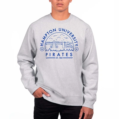 Men's Uscape Apparel Heathered Gray Hampton Pirates Premium Fleece Crew Neck Sweatshirt