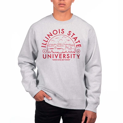 Men's Uscape Apparel Heathered Gray Illinois State Redbirds Premium Fleece Crew Neck Sweatshirt