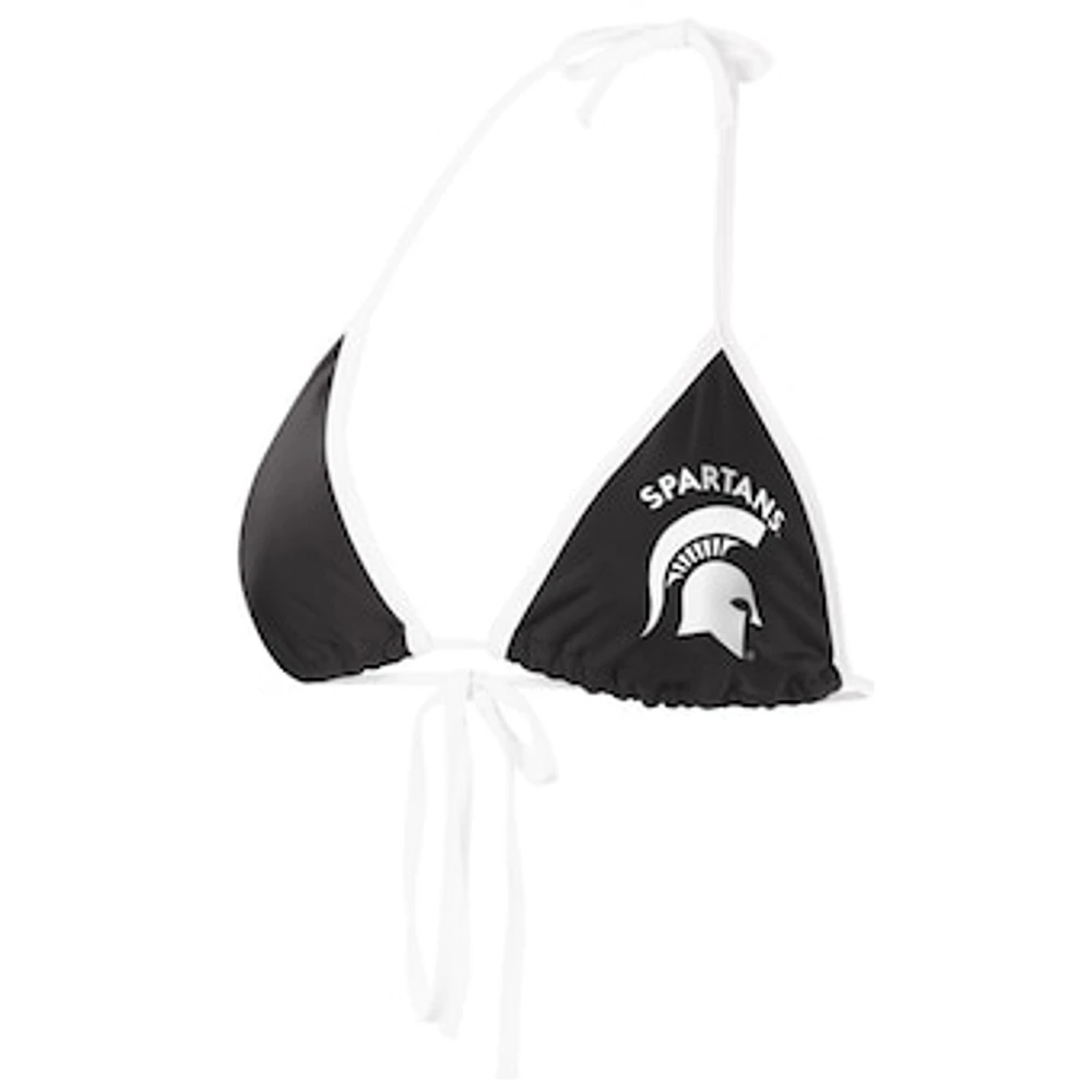 Women's G-III 4Her by Carl Banks Black Michigan State Spartans Perfect Match Bikini Top