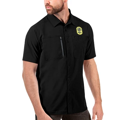 Men's Antigua Black Nashville SC Kickoff Button-Up Shirt