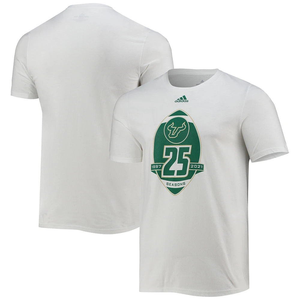 Men's adidas White South Florida Bulls 25th Anniversary T-Shirt