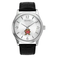 Men's Silver Maryland Terrapins Leather Watch