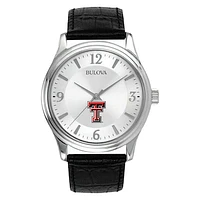 Men's Silver Texas Tech Red Raiders Leather Watch