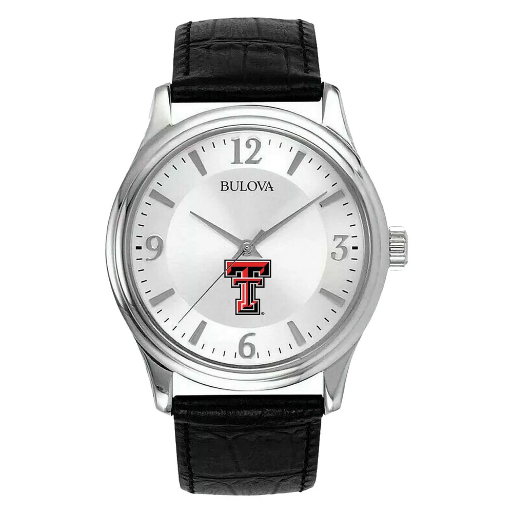 Men's Silver Texas Tech Red Raiders Leather Watch