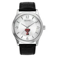 Men's Silver Texas Tech Red Raiders Leather Watch