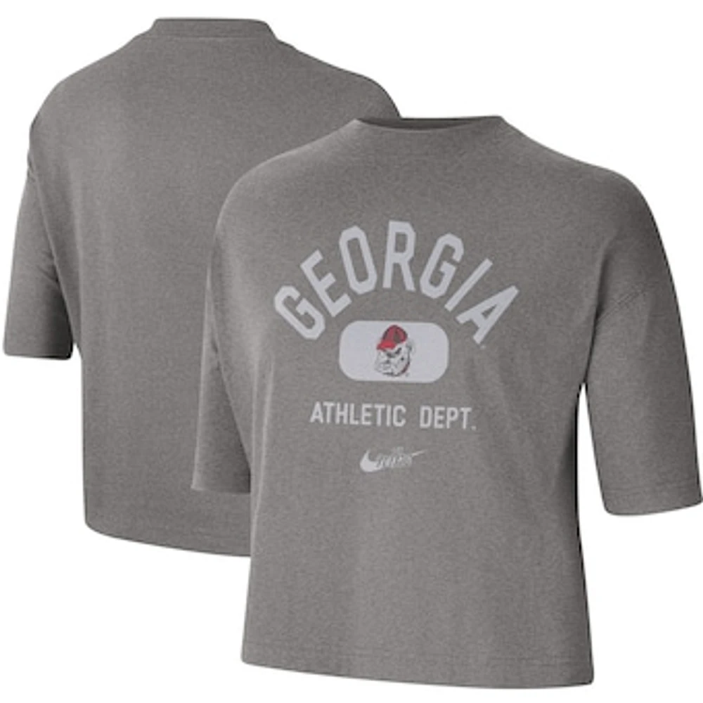 Women's Nike Heathered Gray Georgia Bulldogs Boxy T-Shirt