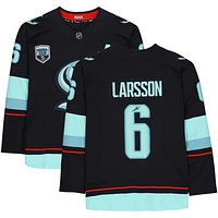 Adam Larsson Deep Sea Blue Seattle Kraken Autographed Fanatics Breakaway Jersey with Inaugural Season Jersey Patch