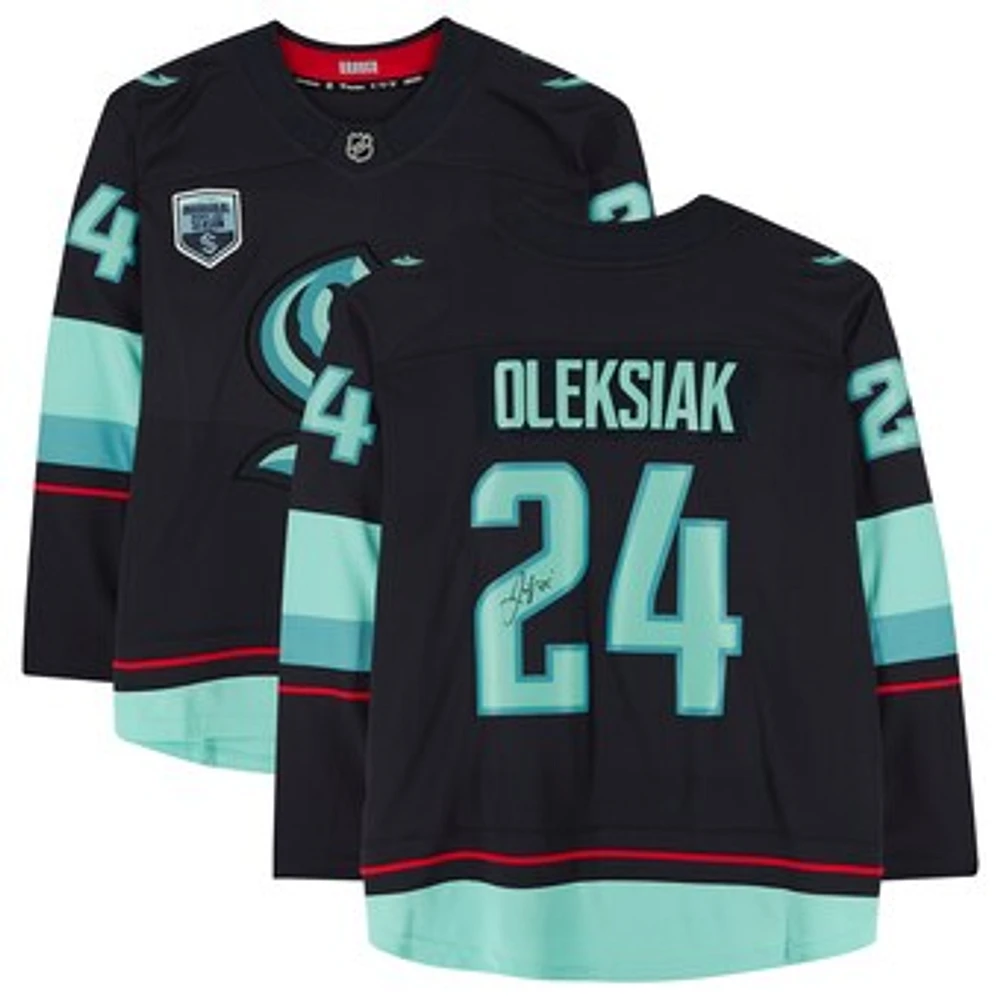 Jamie Oleksiak Deep Sea Blue Seattle Kraken Autographed Fanatics Breakaway Jersey with Inaugural Season Jersey Patch