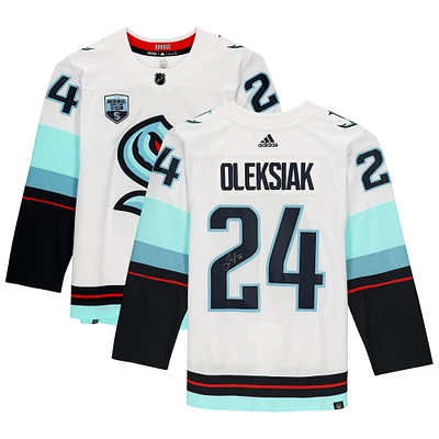 Jamie Oleksiak White Seattle Kraken Autographed adidas Authentic Jersey with Inaugural Season Jersey Patch