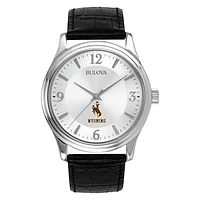 Men's Silver Wyoming Cowboys Leather Watch