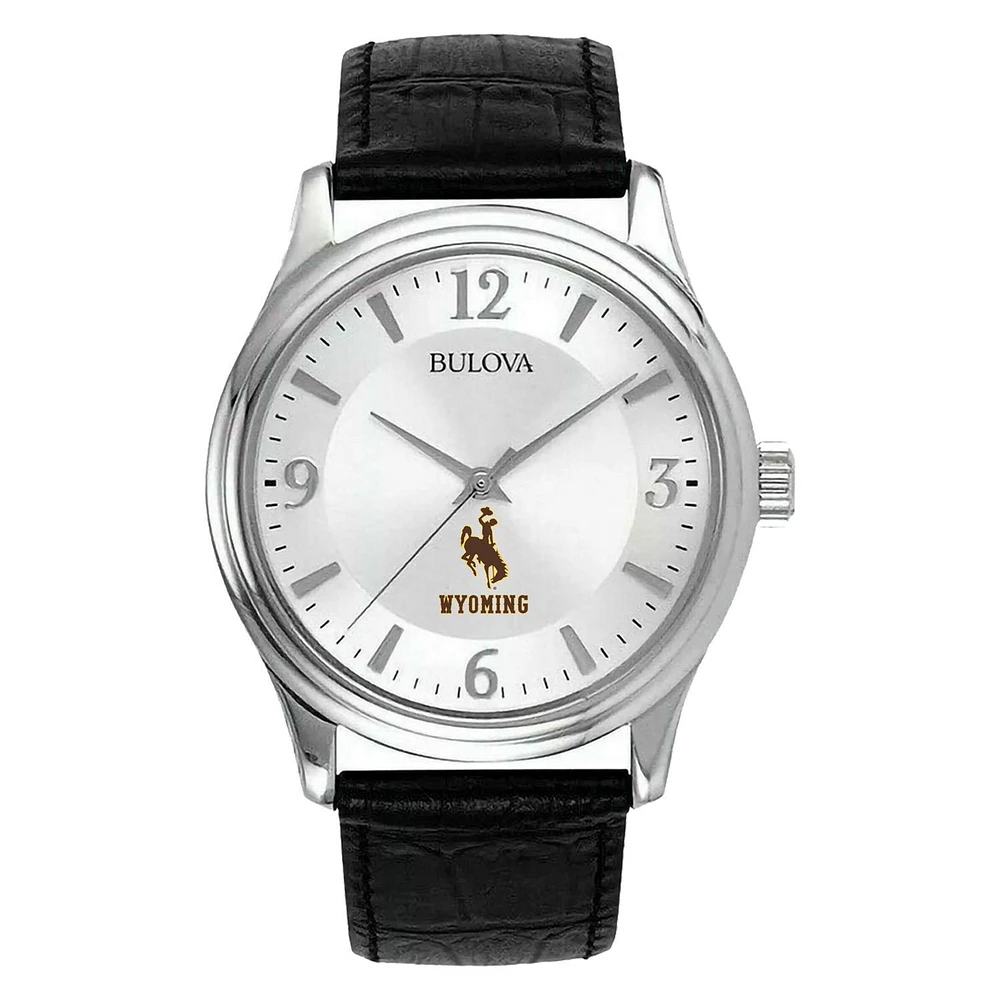Men's Silver Wyoming Cowboys Leather Watch