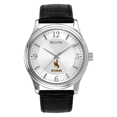 Men's Silver Wyoming Cowboys Leather Watch