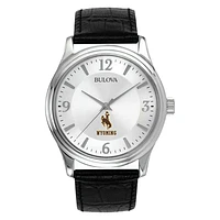 Men's Silver Wyoming Cowboys Leather Watch