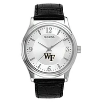 Men's Silver Wake Forest Demon Deacons Leather Watch