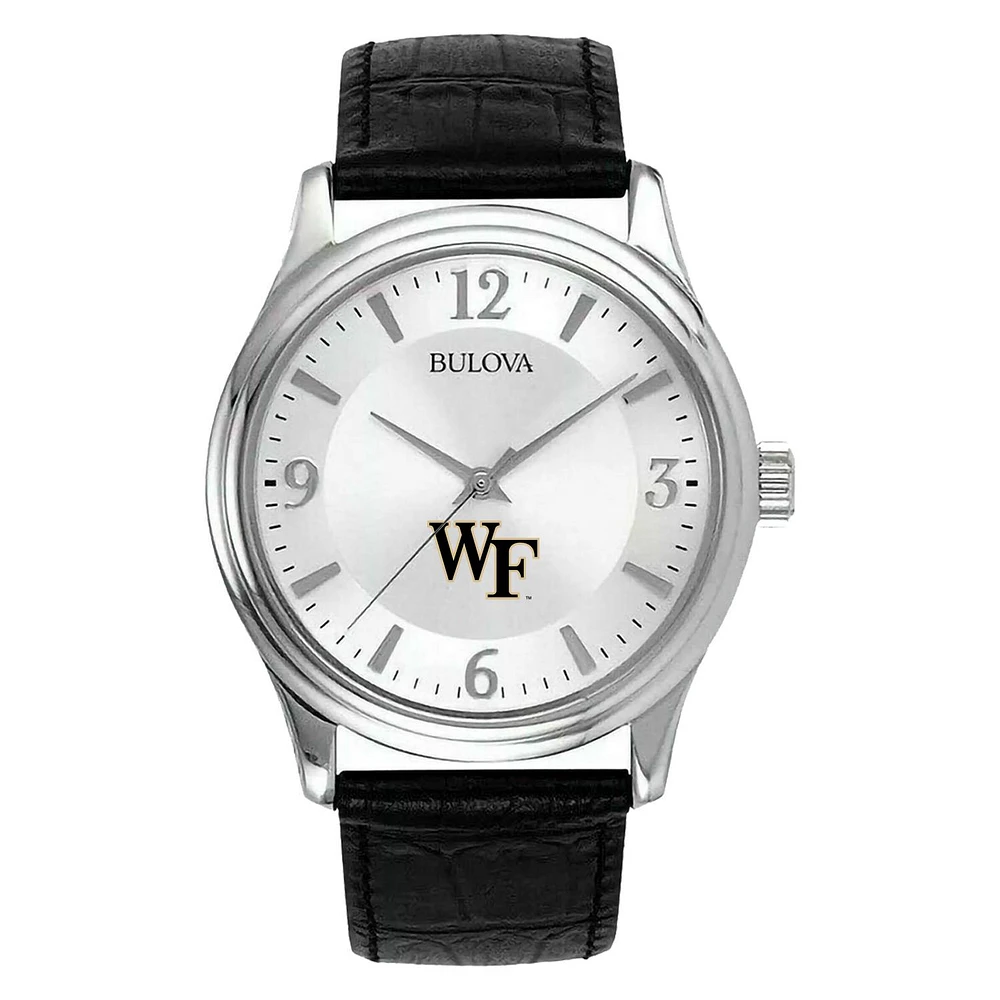 Men's Silver Wake Forest Demon Deacons Leather Watch