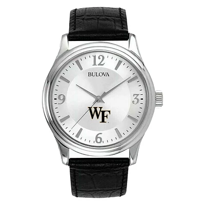 Men's Silver Wake Forest Demon Deacons Leather Watch