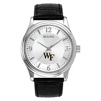 Men's Silver Wake Forest Demon Deacons Leather Watch