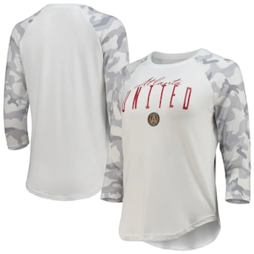 Women's Concepts Sport White/Gray Atlanta United FC Composite 3/4-Sleeve Raglan Top