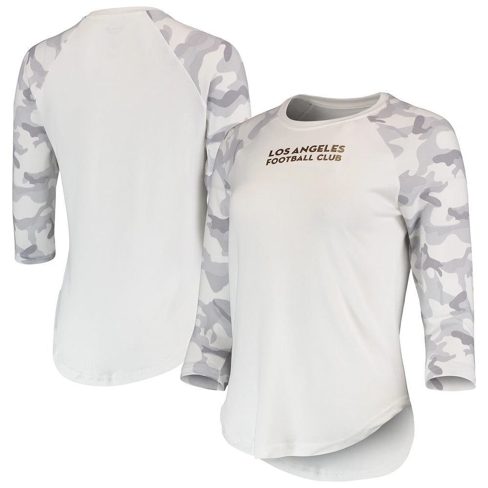 Women's Concepts Sport White/Gray LAFC Composite 3/4-Sleeve Raglan Top