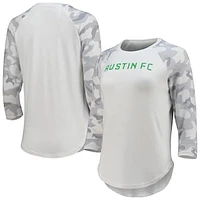 Women's Concepts Sport White/Gray Austin FC Composite 3/4-Sleeve Raglan Top