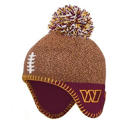 Preschool Brown/Burgundy Washington Commanders Logo Football Head Knit Hat with Pom