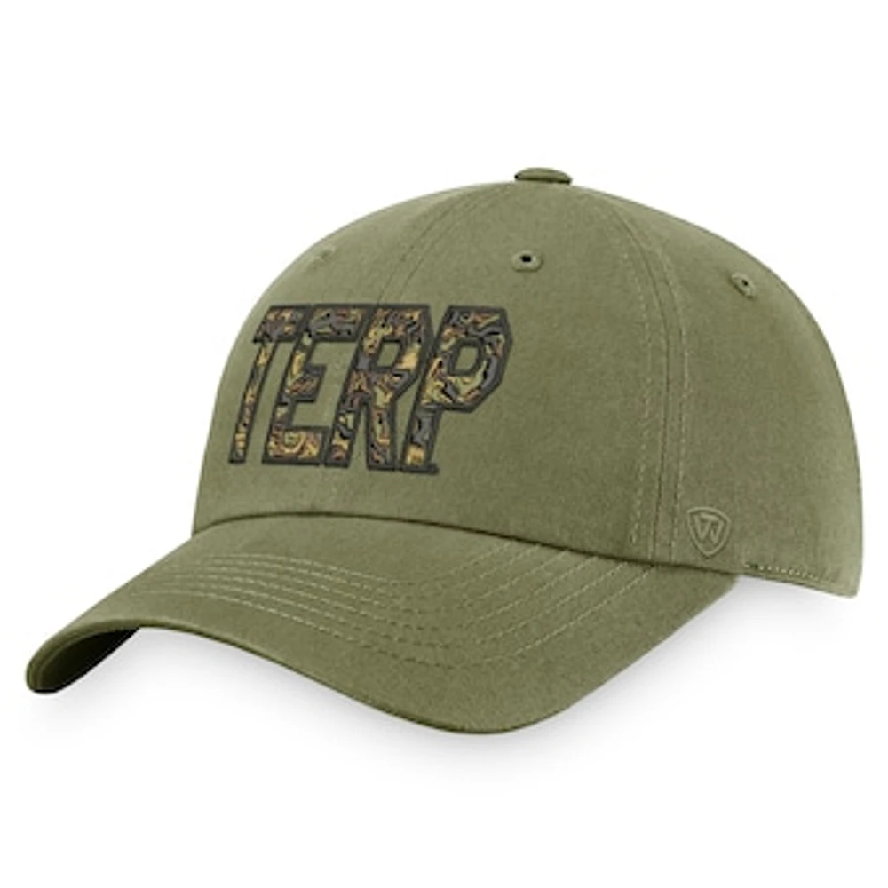 Men's Top of the World Olive Maryland Terrapins OHT Military Appreciation Unit Adjustable Hat