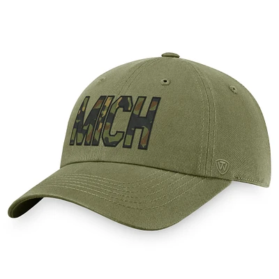 Men's Top of the World Olive Michigan Wolverines OHT Military Appreciation Unit Adjustable Hat