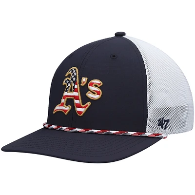 Men's '47 Navy/White Oakland Athletics Flag Fill Trucker Snapback Hat