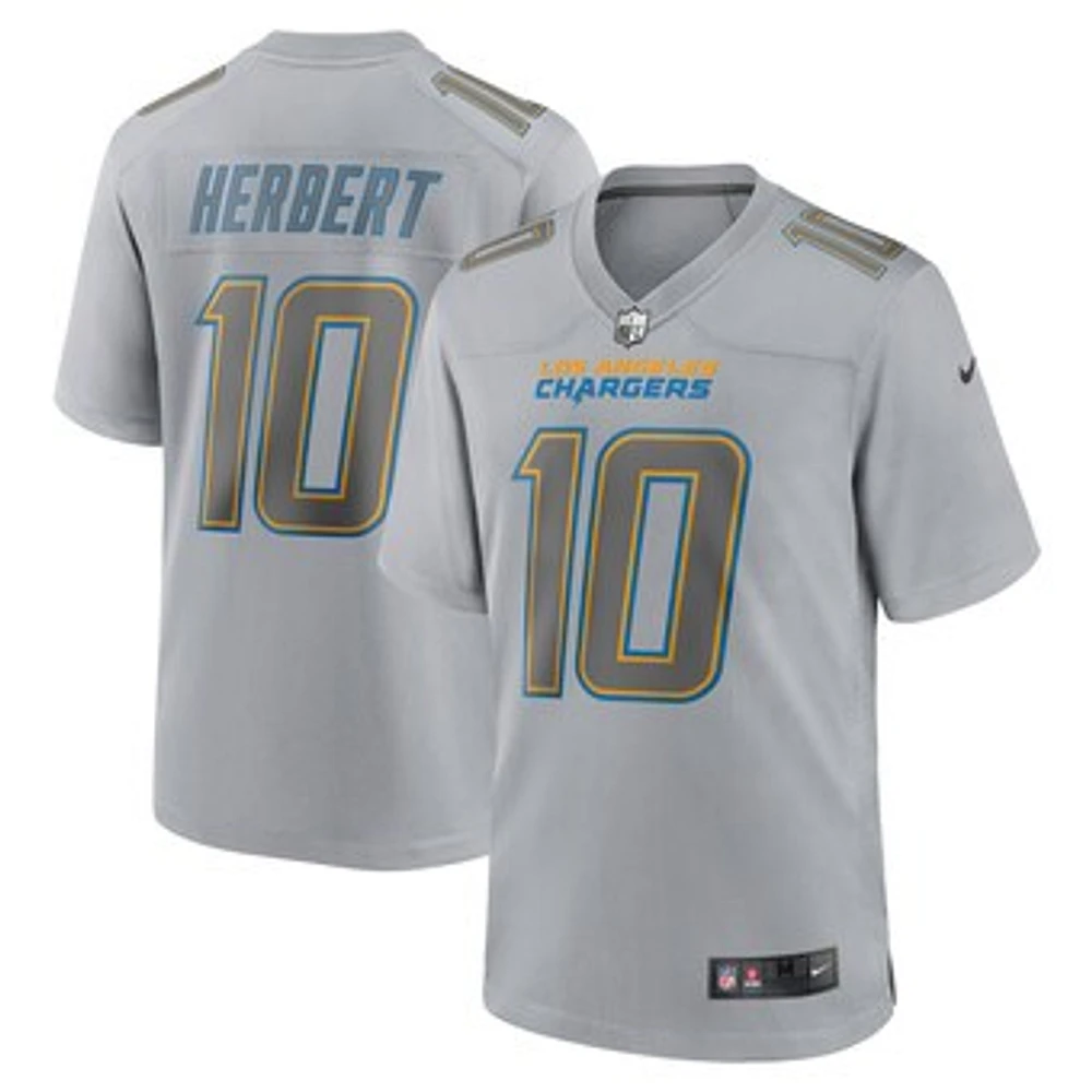 Men's Nike Justin Herbert Silver Los Angeles Chargers Atmosphere Fashion Game - Jersey