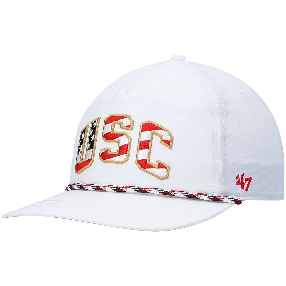 Men's '47 White USC Trojans Stars and Stripes Flag Flutter Hitch Snapback Hat