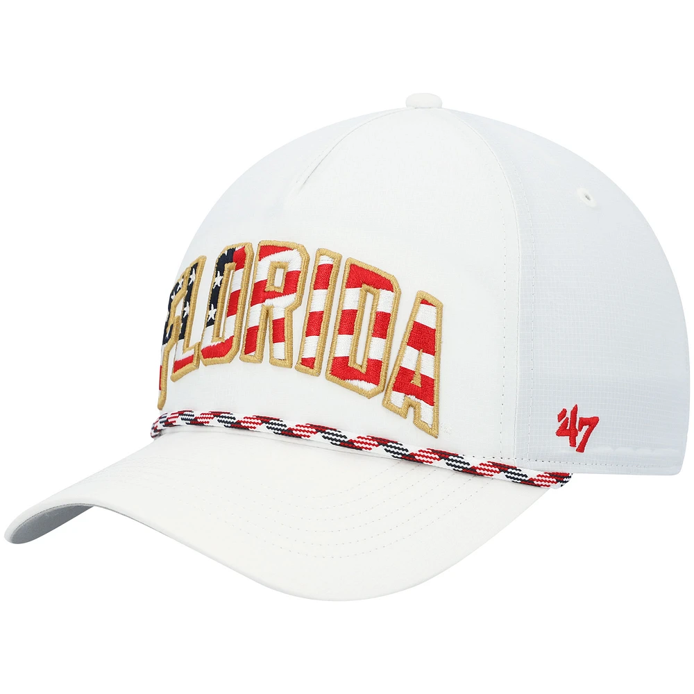 Men's '47 White Florida Gators Stars and Stripes Flag Flutter Hitch Snapback Hat