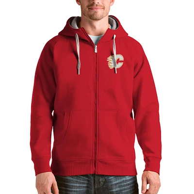 Men's Antigua Calgary Flames Logo Victory Full-Zip Hoodie