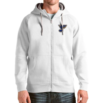 Men's Antigua White St. Louis Blues Logo Victory Full-Zip Hoodie