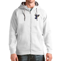 Men's Antigua White St. Louis Blues Logo Victory Full-Zip Hoodie