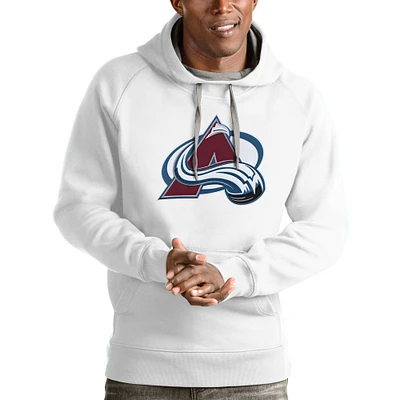 Men's Antigua White Colorado Avalanche Logo Victory Pullover Hoodie