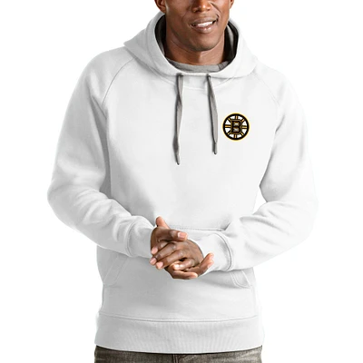 Men's Antigua White Boston Bruins Victory Pullover Hoodie