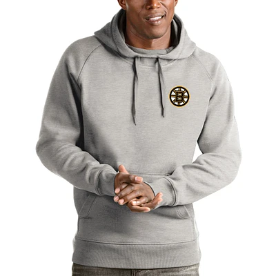 Men's Antigua Heathered Gray Boston Bruins Victory Pullover Hoodie