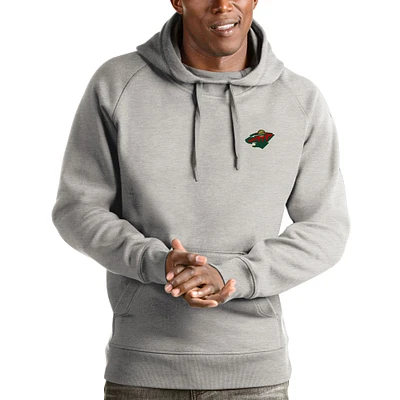 Men's Antigua Heathered Gray Minnesota Wild Victory Pullover Hoodie
