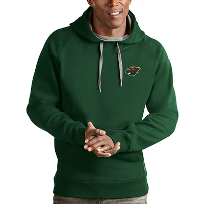 Men's Antigua Hunter Green Minnesota Wild Victory Pullover Hoodie